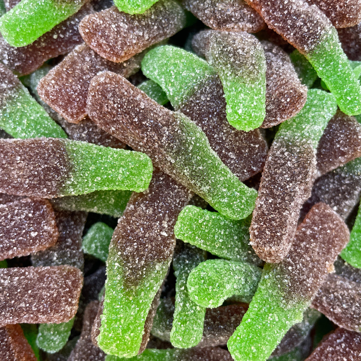 Bouteilles cola verte sucrées 100g