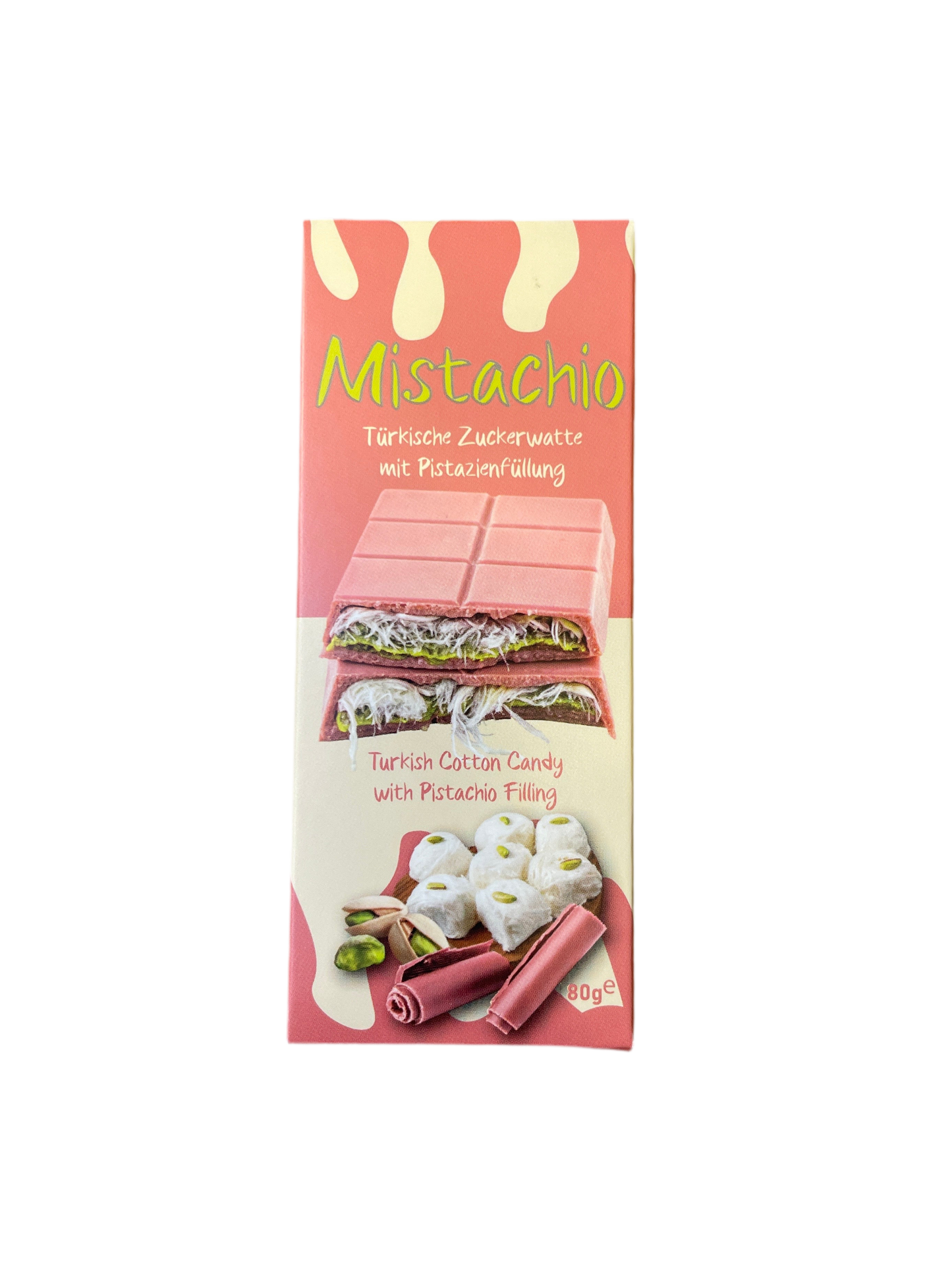 Mistachio Turquie Chocolat framboise « Dubai » barbe à papa fourrée à la pistache