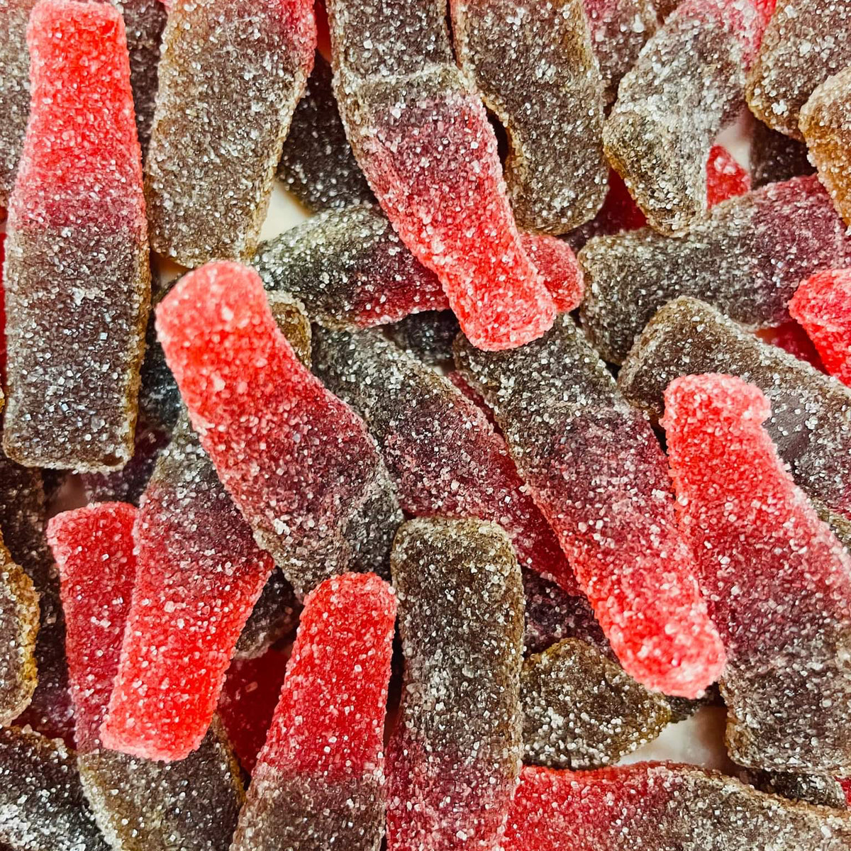 Bouteilles cerise cola sucrées 100g