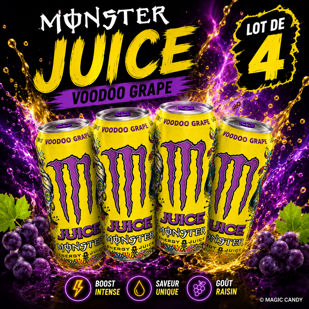 Monster Energy Voodoo Grape Lot de 4