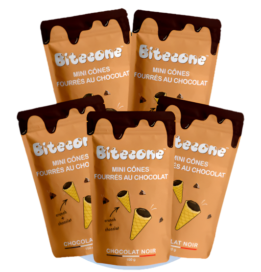 Bitecone mini cônes de glace Chocolat Noir Pack de 5