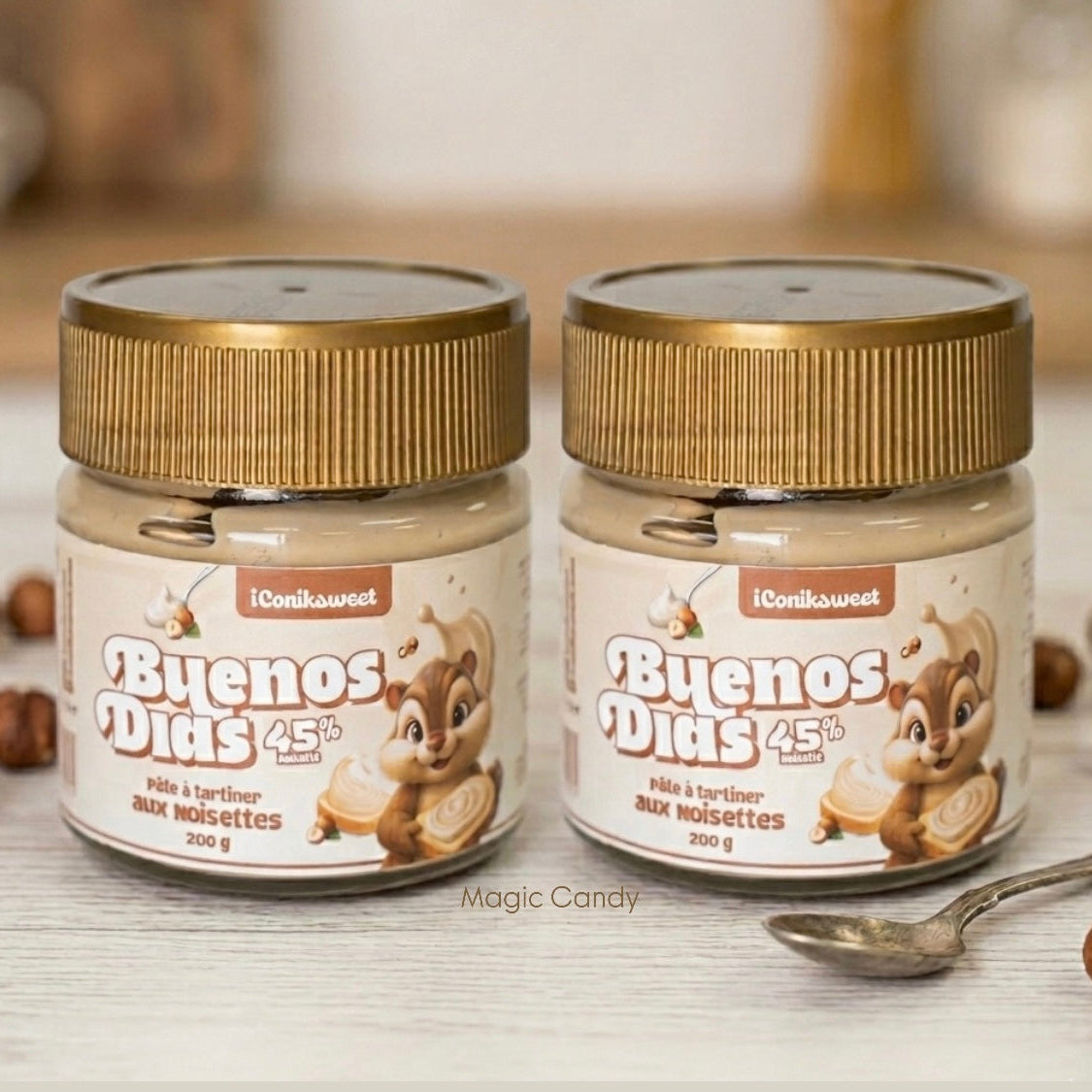 Lot de 2 Buenos Dias - Pâte à tartiner à la Noisette 200g 45% iconiksweet