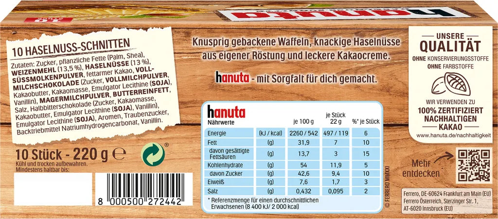 Ferrero Hanuta - Crème De Cacao Délicate Aux Noisettes Croquantes 05/05/2026