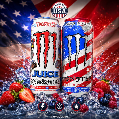 Pack Duo Monster USA Édition Américaine - Strawberry Lemonade + Ultra Red White & Blue Razz