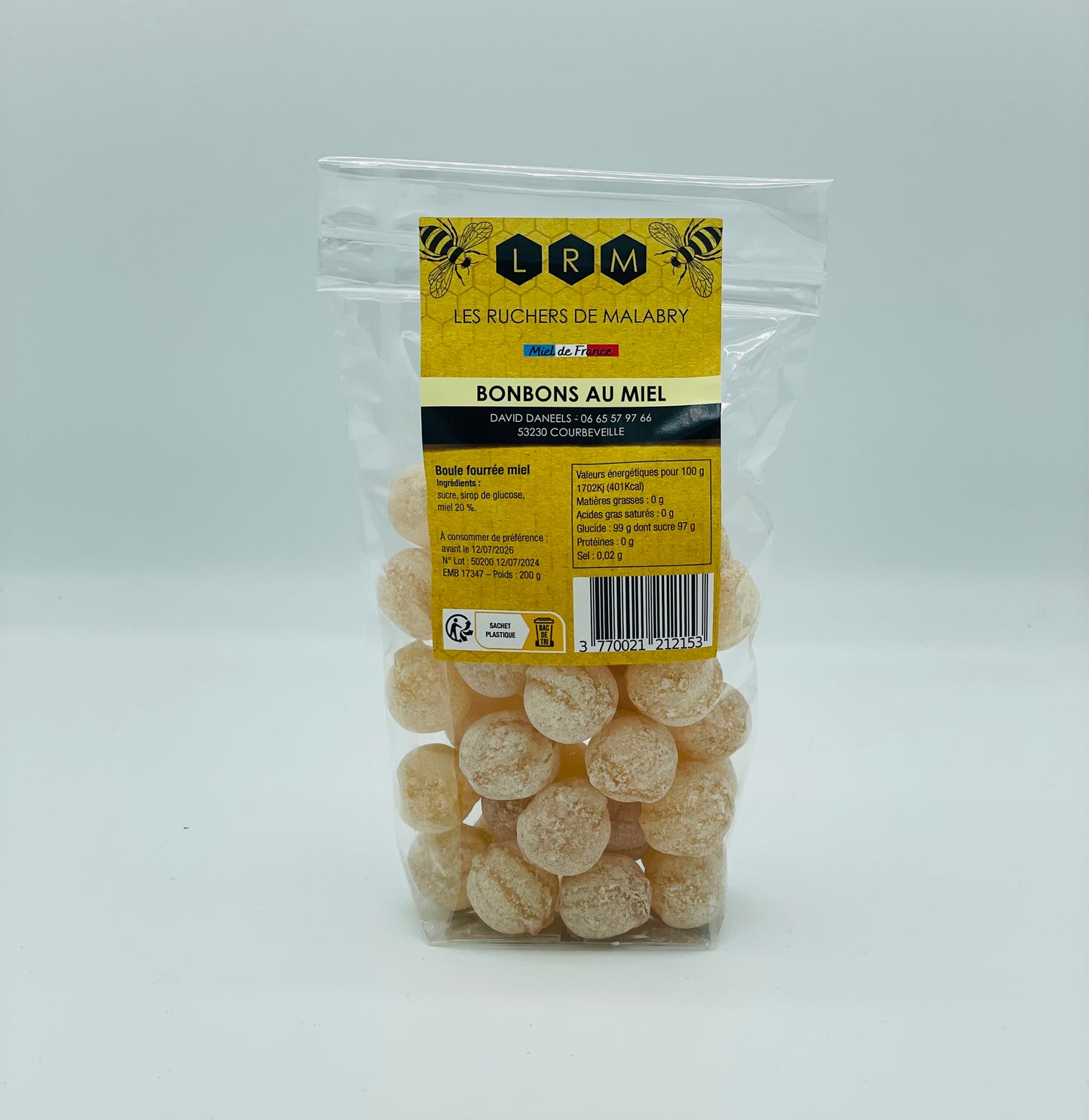 Bonbons au miel boule fourée 200gr - Miel de France 🇫🇷