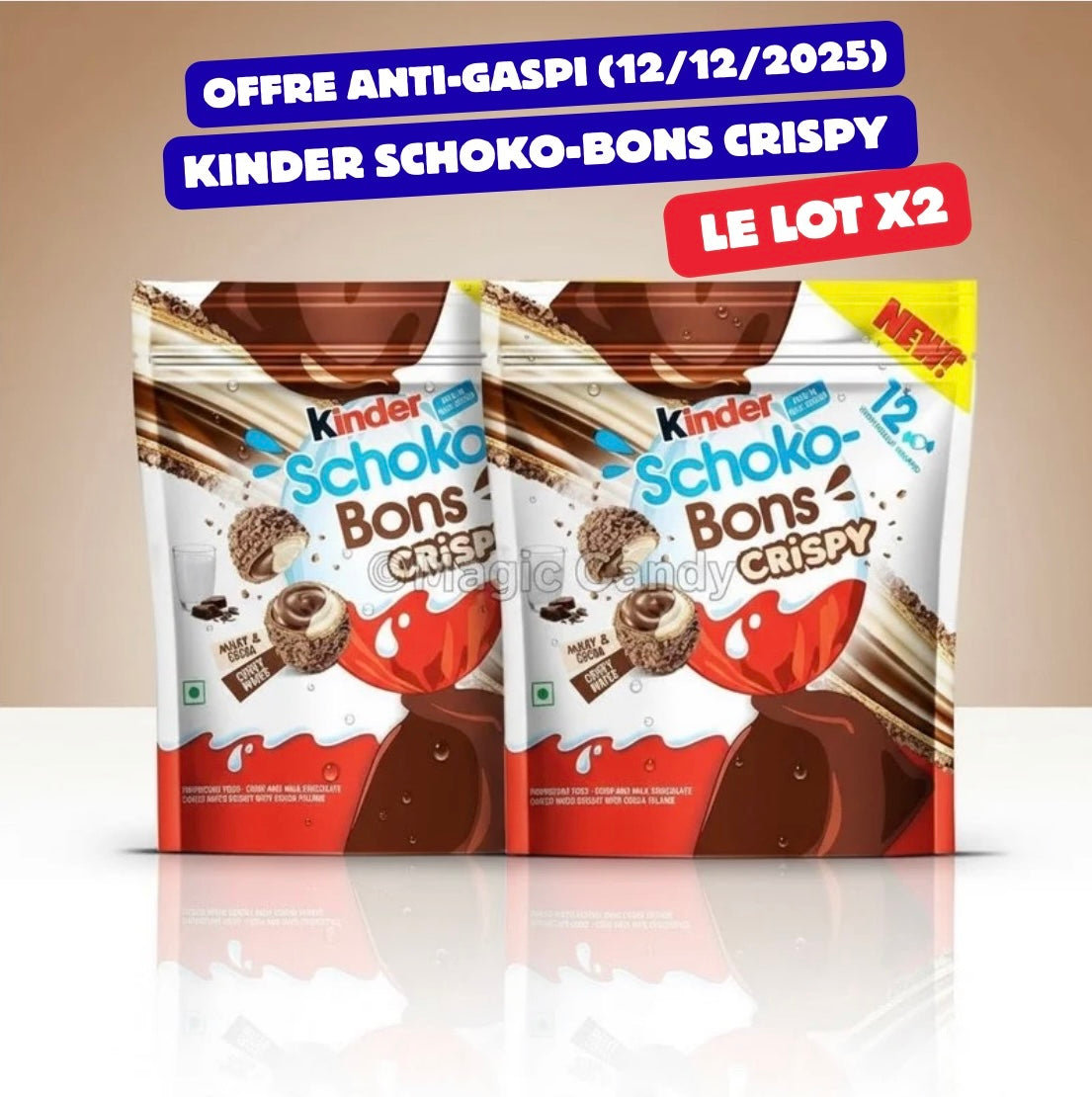 Kinder schokobons crispy 12/12/2025 Lot de 2