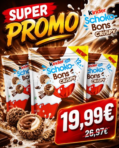 Lot de 3 Kinder schokobons crispy 30/08/26