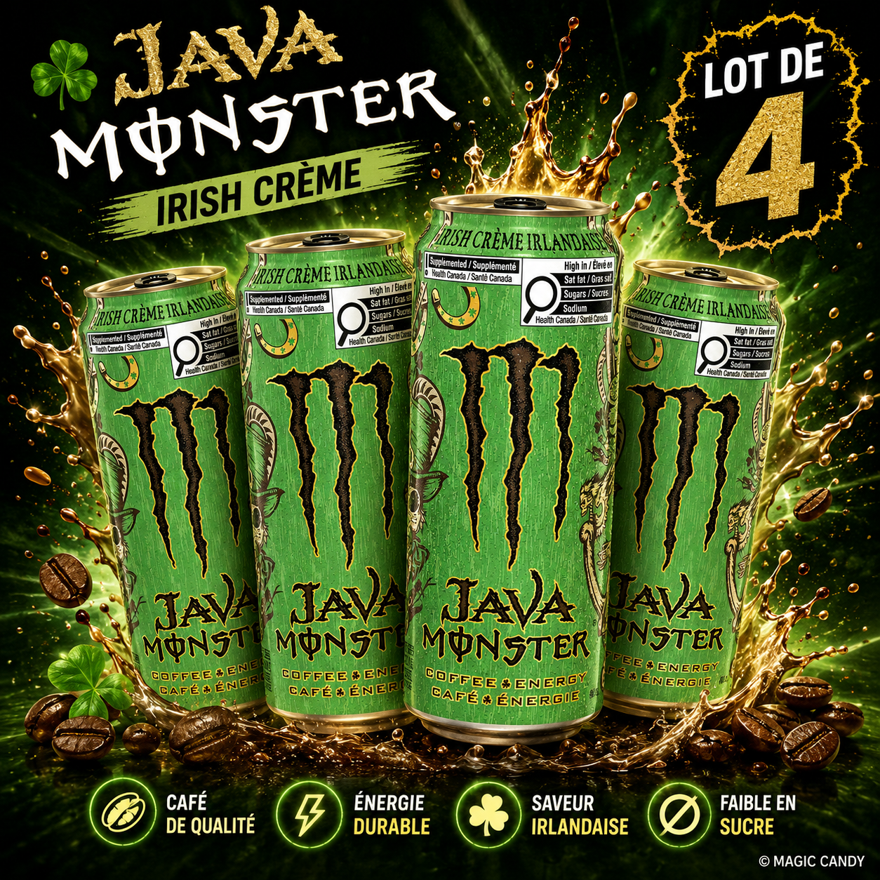 Monster energy Java irish crème irlandaise Lot de 4