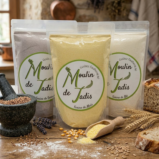 Pack Découverte – Farines Artisanales : (Blé/Maïs/sarassin) 3x500g